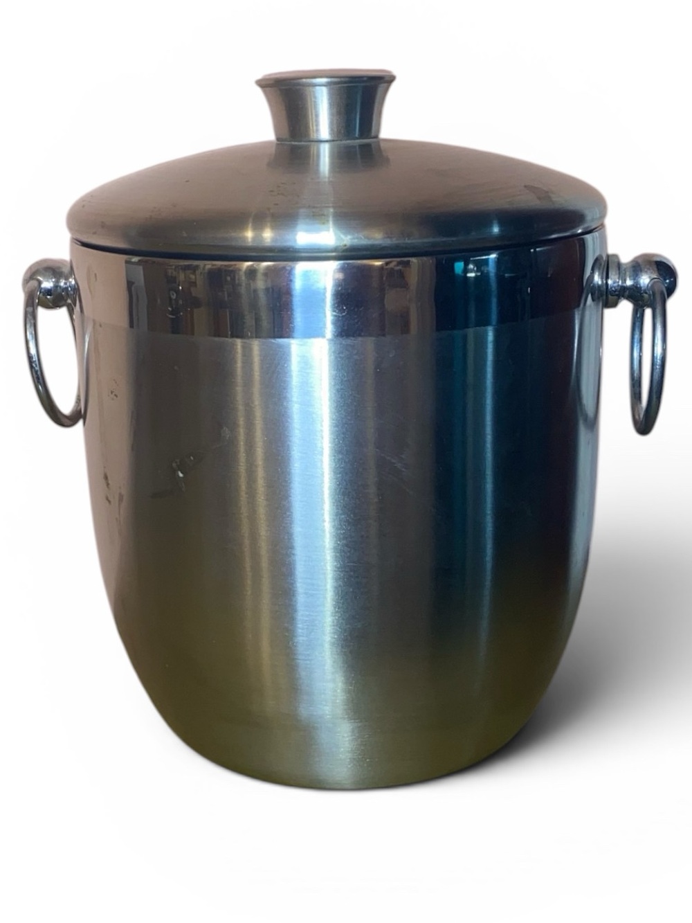 OGGI Stainless Steel Ice Bucket Bottle Chiller with Tongs Brushed Satin 7”x 7”